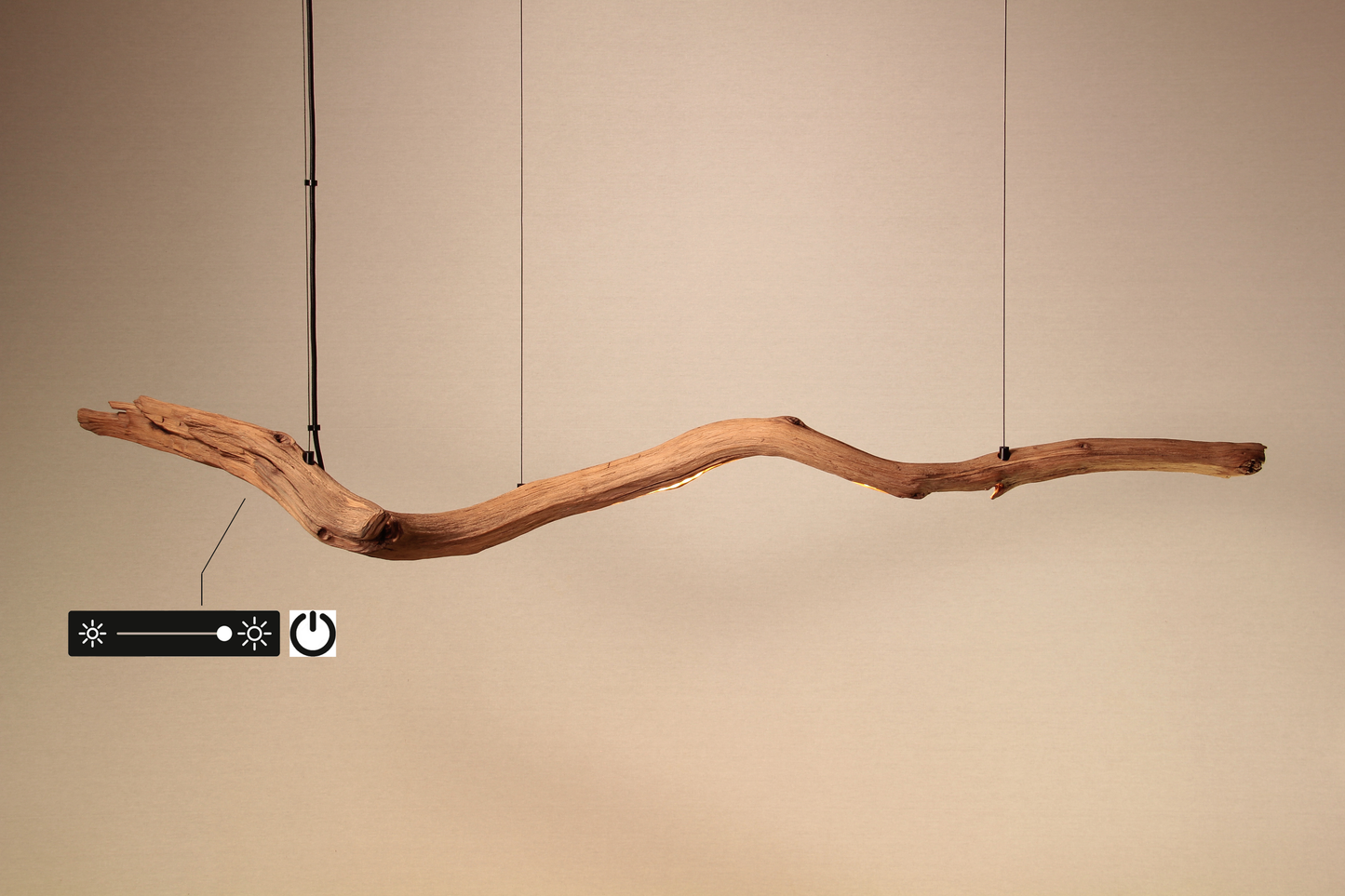 Dining table lamp - handmade unique piece - 153cm oak branch