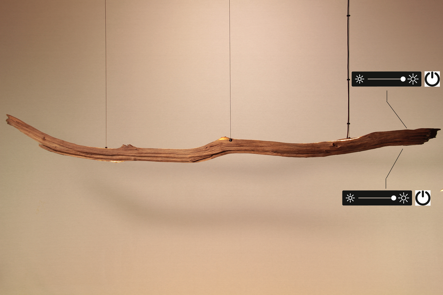 Dining table lamp / LED strip / 240 cm oak branch