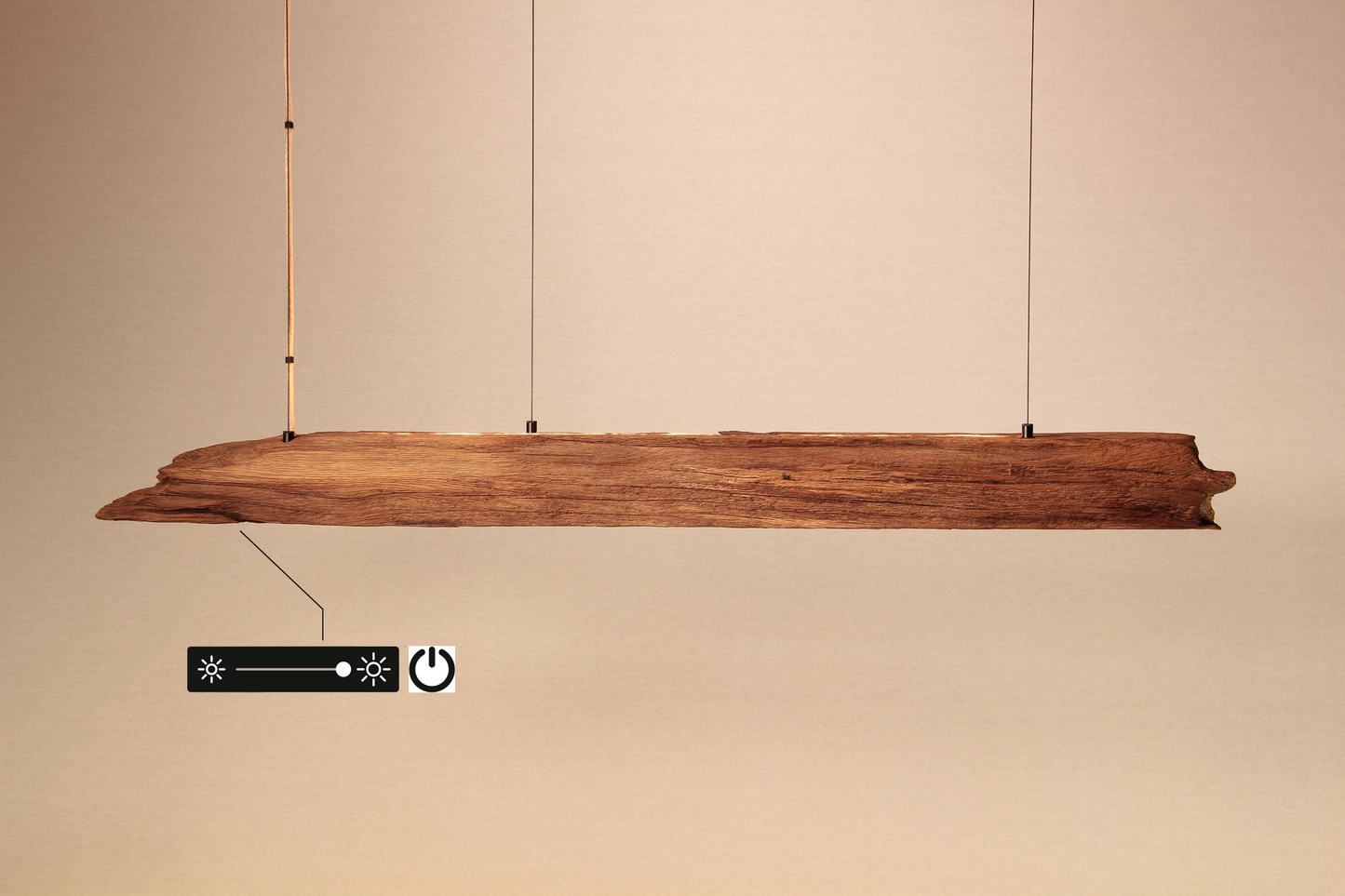 Dining table lamp - handmade unique piece - 126cm oak beam