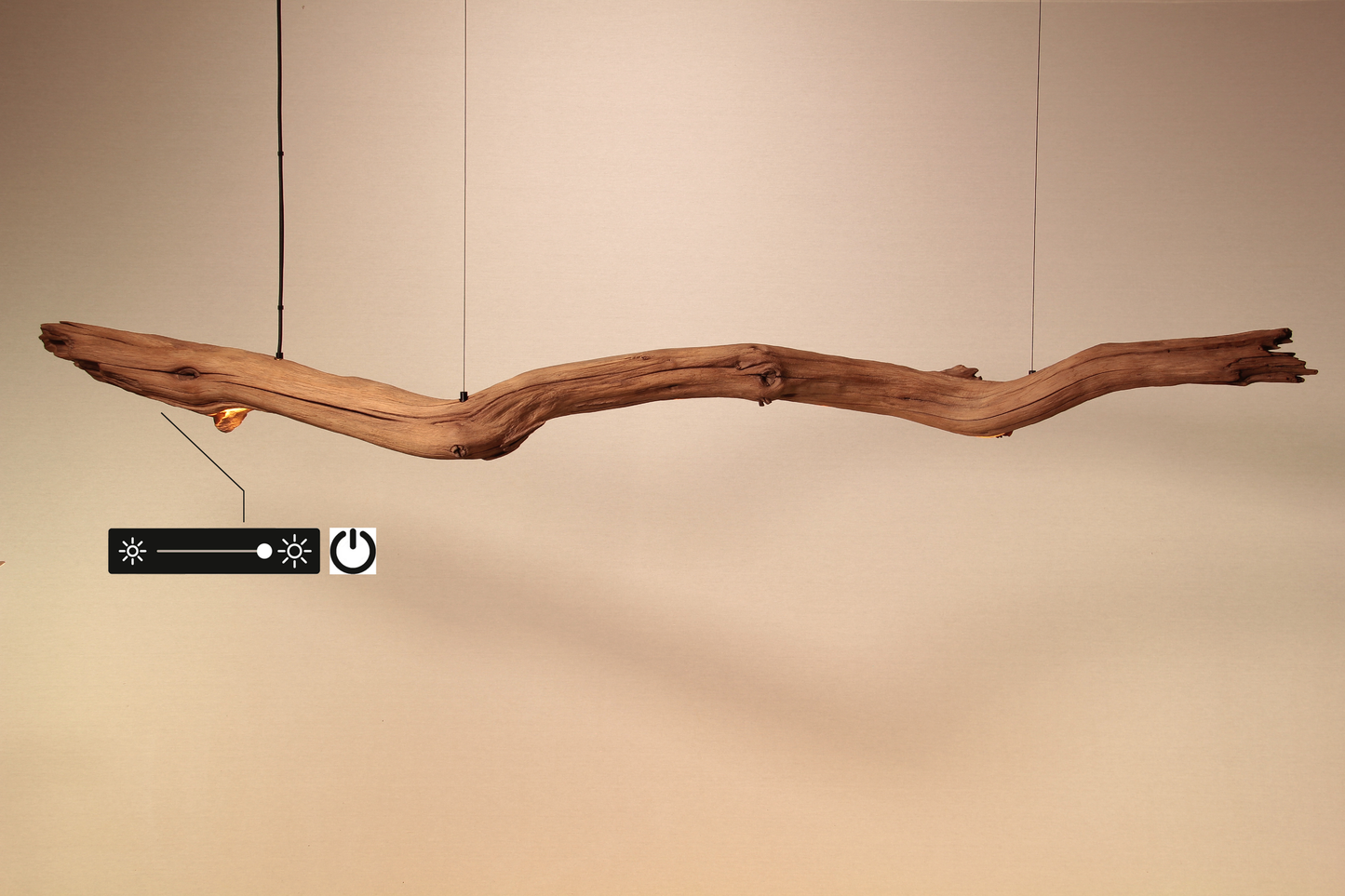 Dining table lamp - handmade unique piece - 210cm oak branch