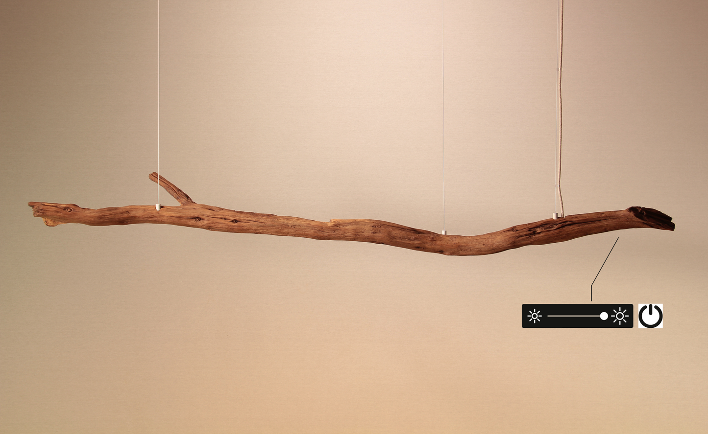 LED-Esstischleuchte - handgefertigtes Unikat - 166cm Eichenast