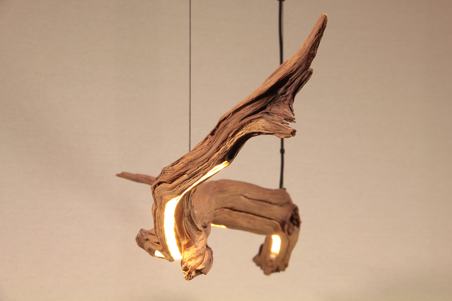 LED dining table lamp - handmade unique piece - 138cm oak branch