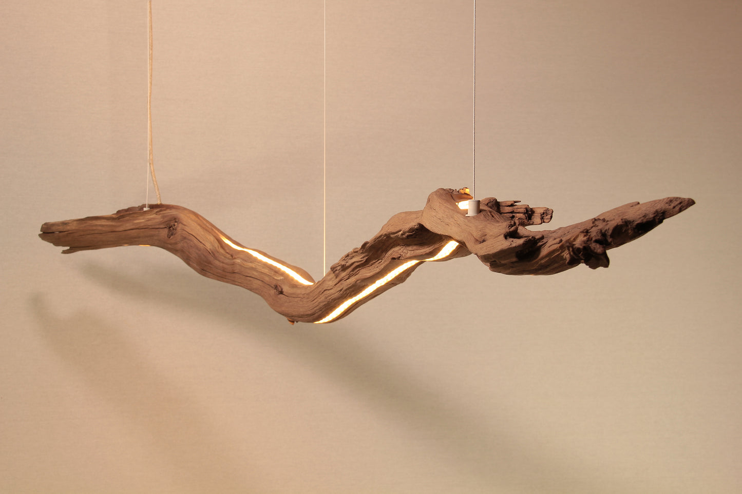 LED dining table lamp - handmade unique piece - 174cm oak branch