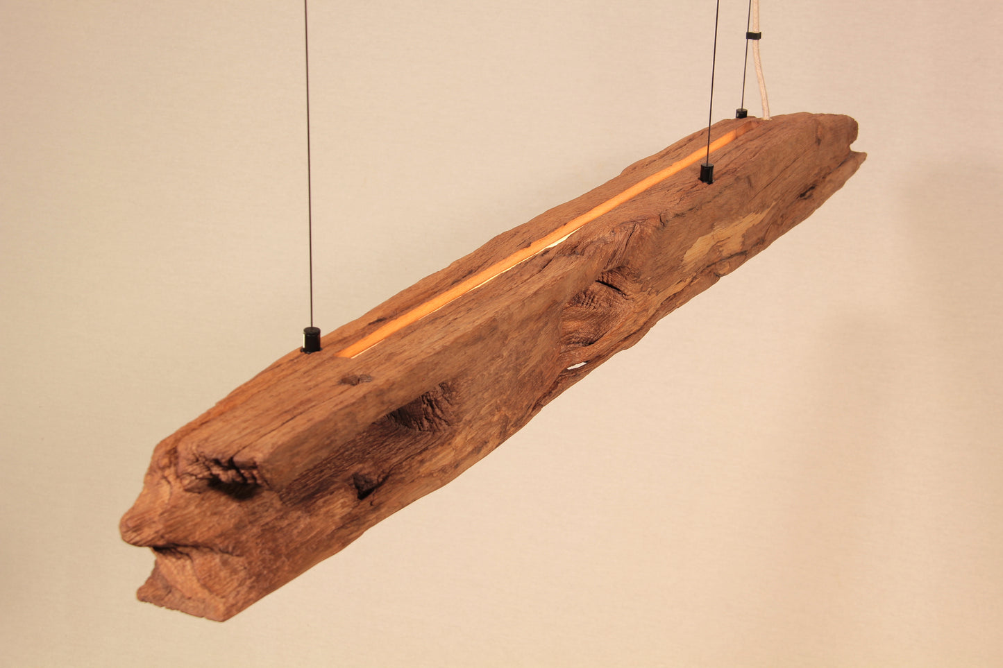 Dining table lamp - handmade unique piece - 126cm oak beam