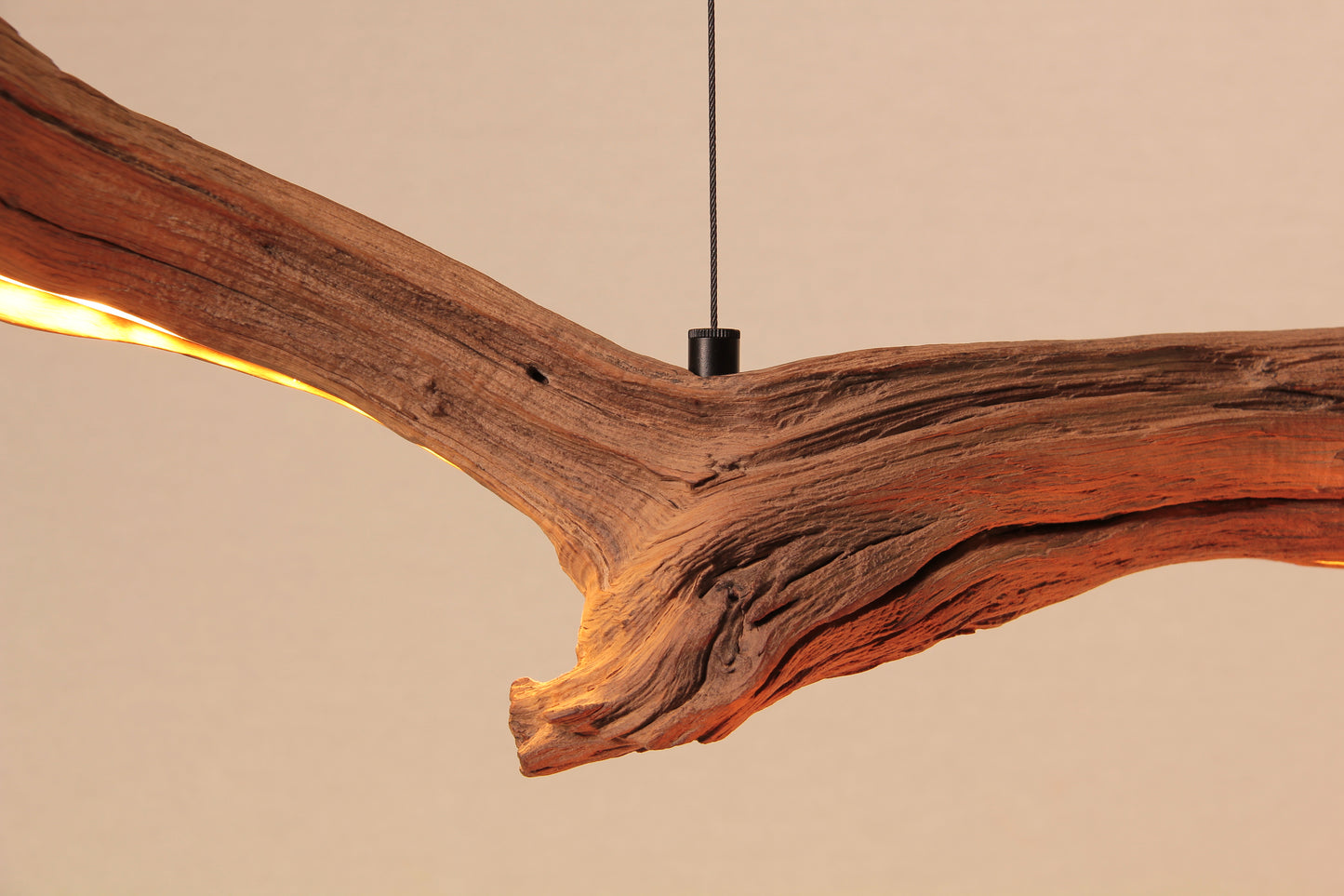 LED dining table lamp - handmade unique piece - 138cm oak branch