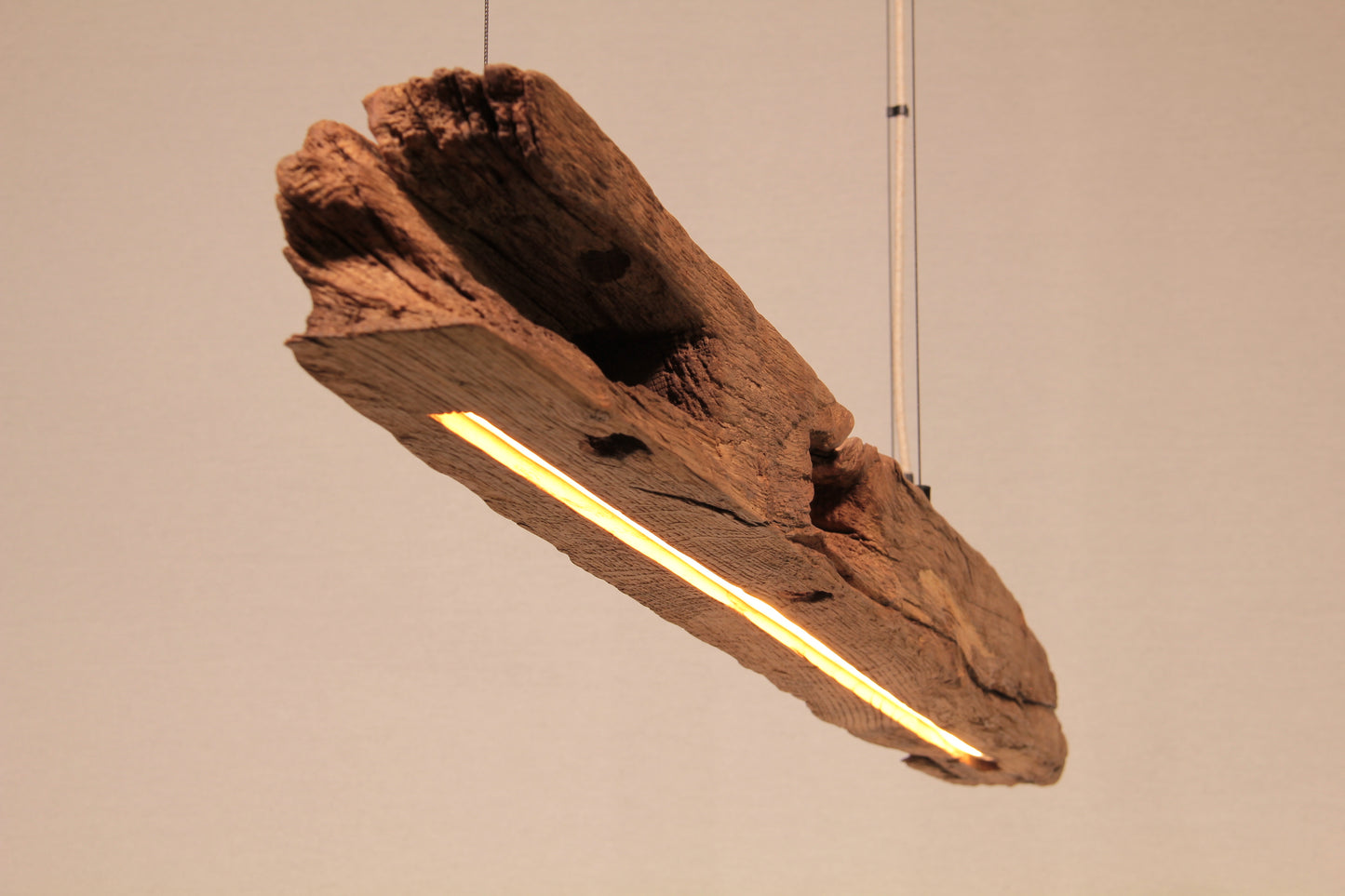 Dining table lamp - handmade unique piece - 126cm oak beam