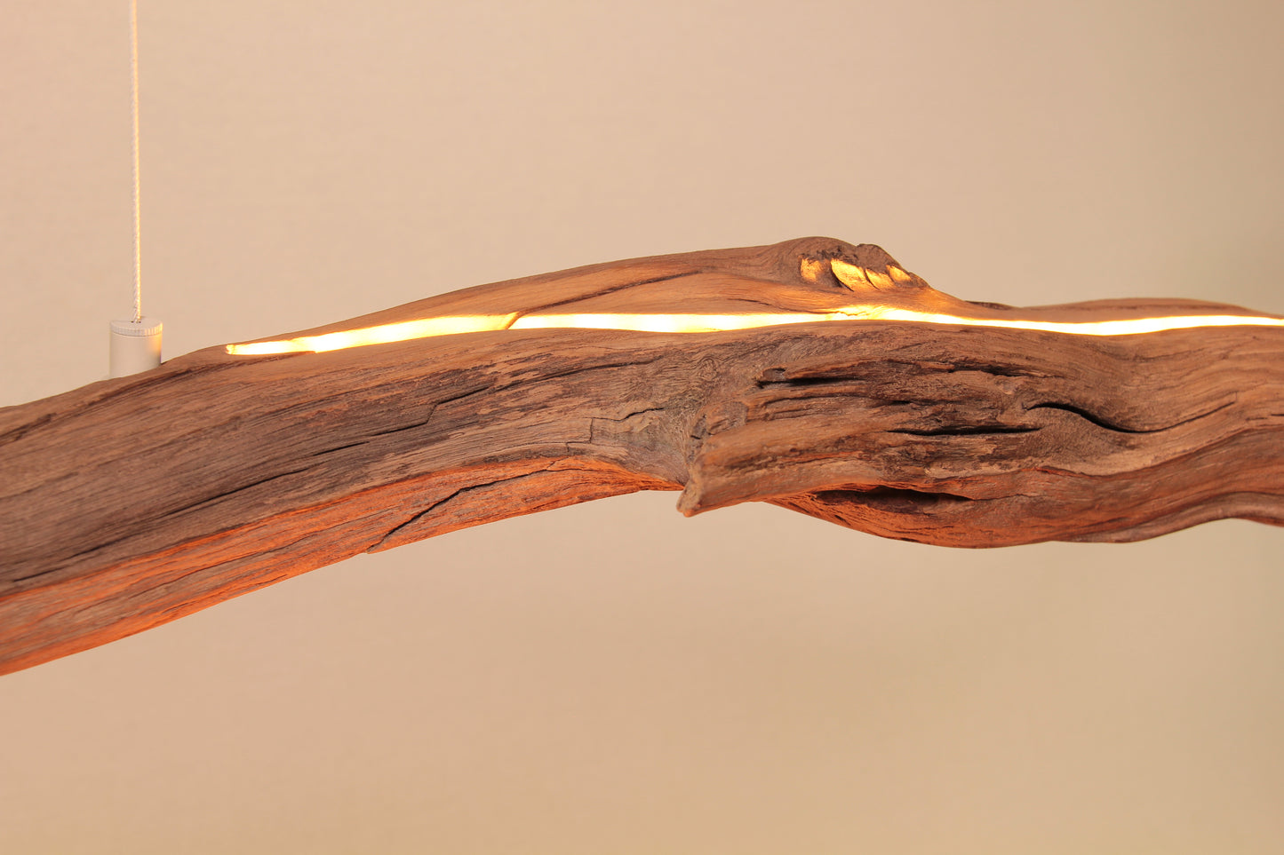 LED dining table lamp - handmade unique piece - 174cm oak branch