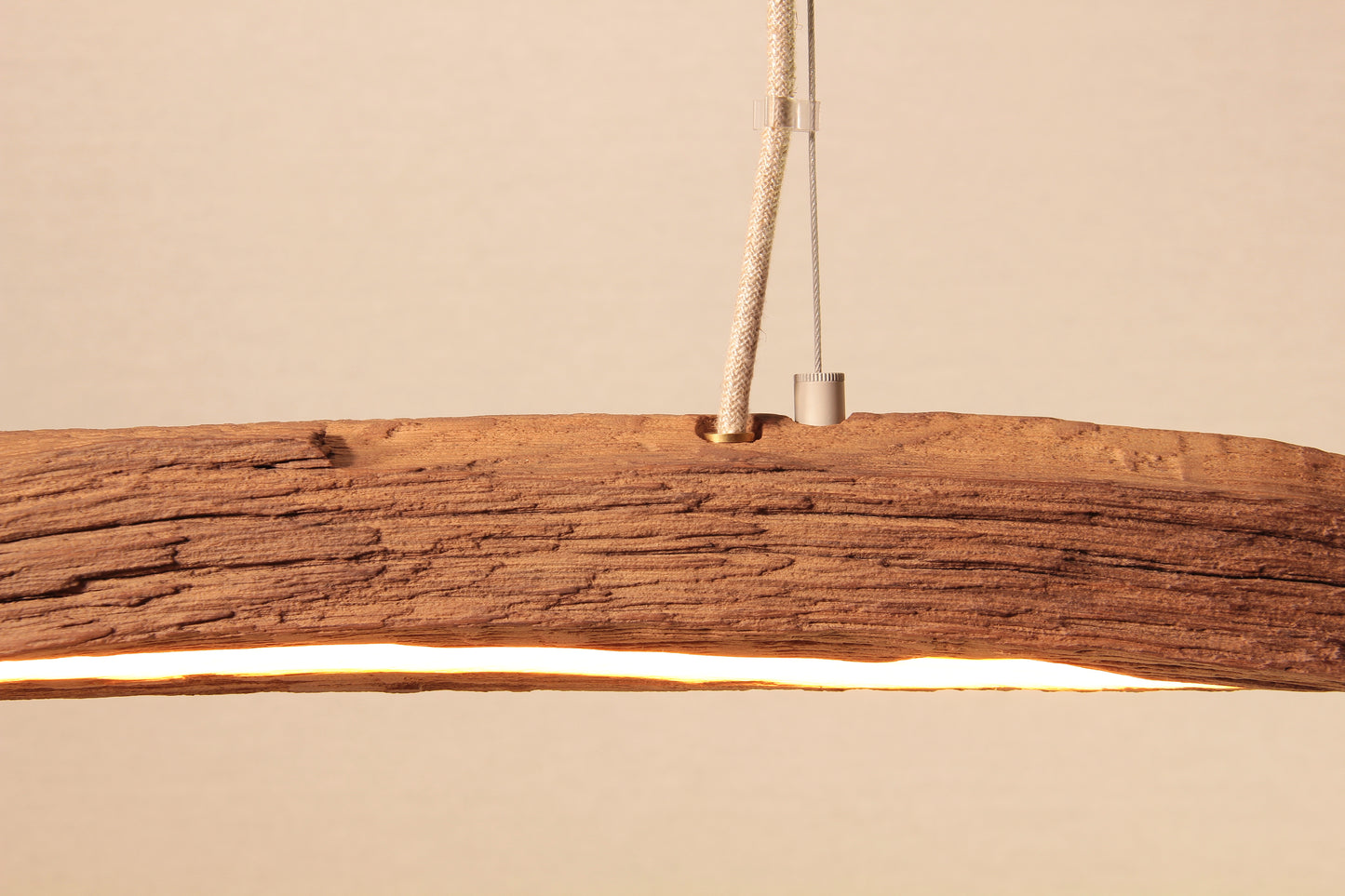 LED dining table lamp - handmade unique piece - 127cm oak beam