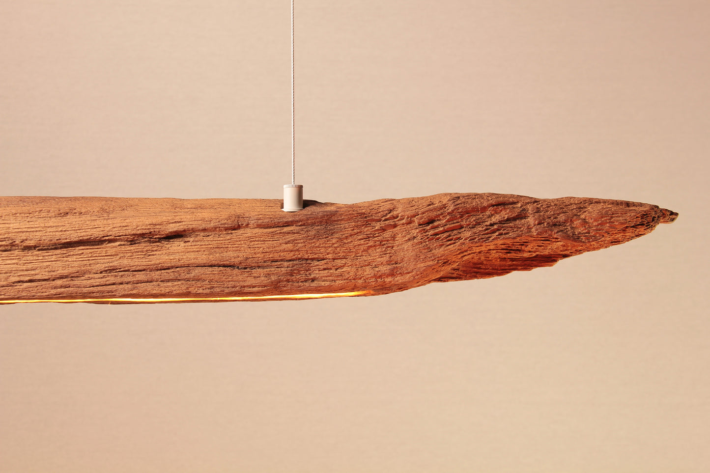 LED dining table lamp - handmade unique piece - 127cm oak beam