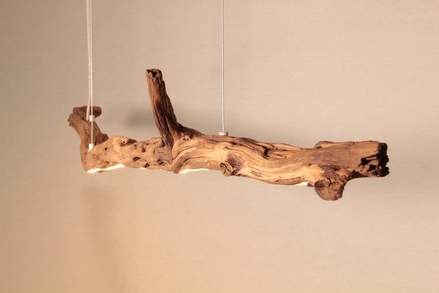 LED-Esstischleuchte - handgefertigtes Unikat - 166cm Eichenast