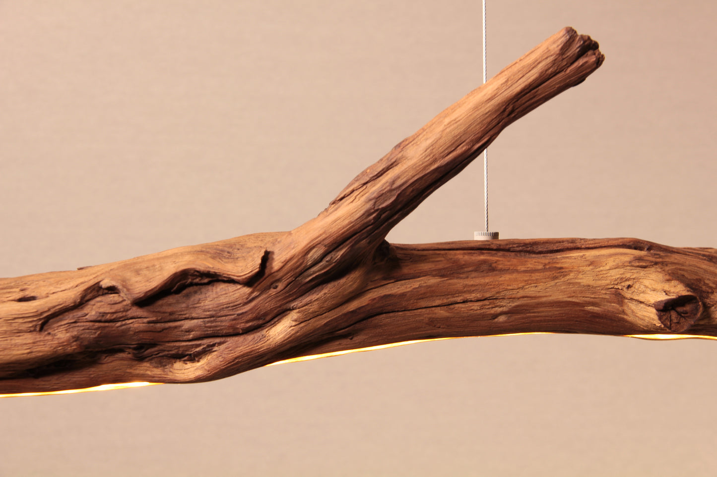 LED-Esstischleuchte - handgefertigtes Unikat - 166cm Eichenast
