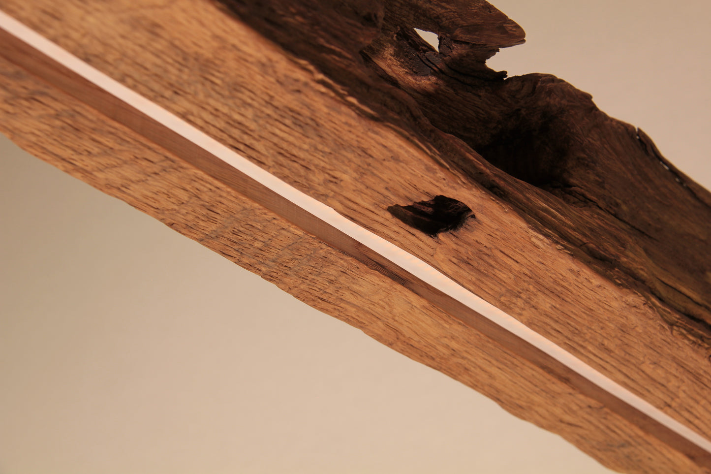 Dining table lamp - handmade unique piece - 126cm oak beam