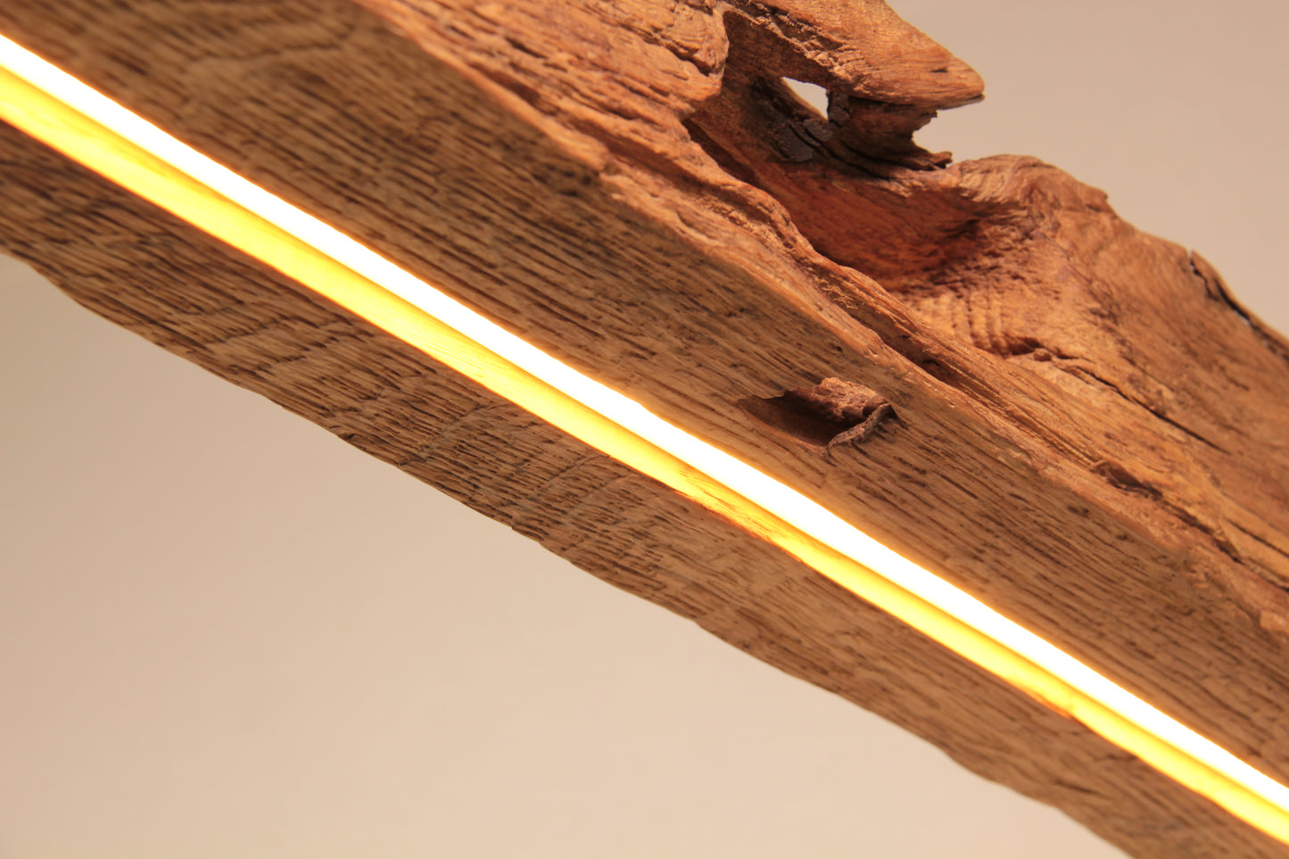 Dining table lamp - handmade unique piece - 126cm oak beam