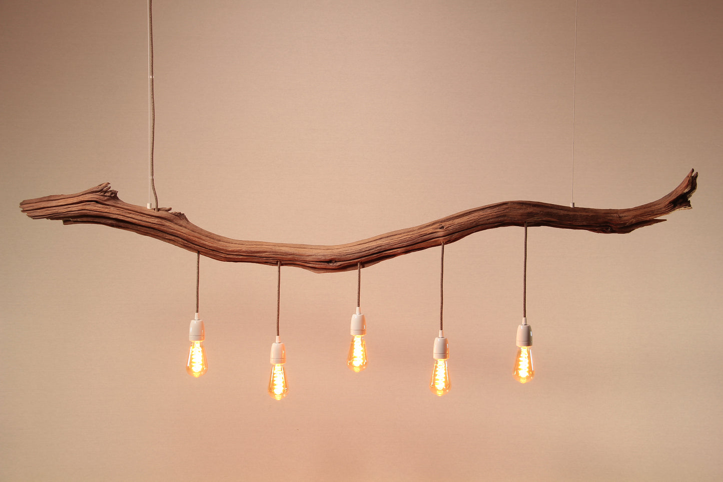 Dining table lamp - handmade unique piece - 190cm oak branch - LED retro