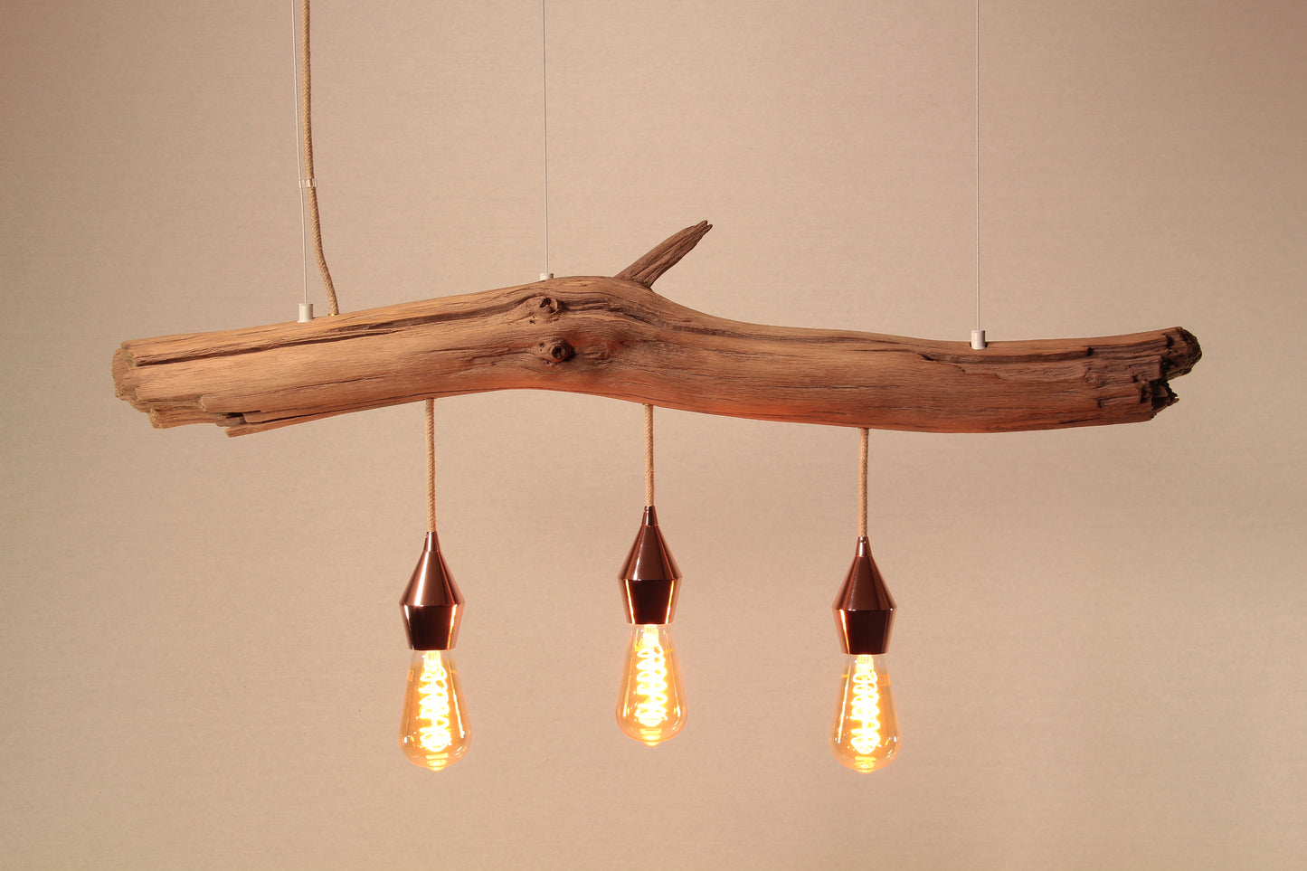 Dining table lamp - handmade unique piece - 98cm oak branch - LED retro