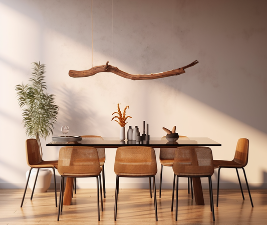 LED dining table lamp - handmade unique piece - 181cm oak branch