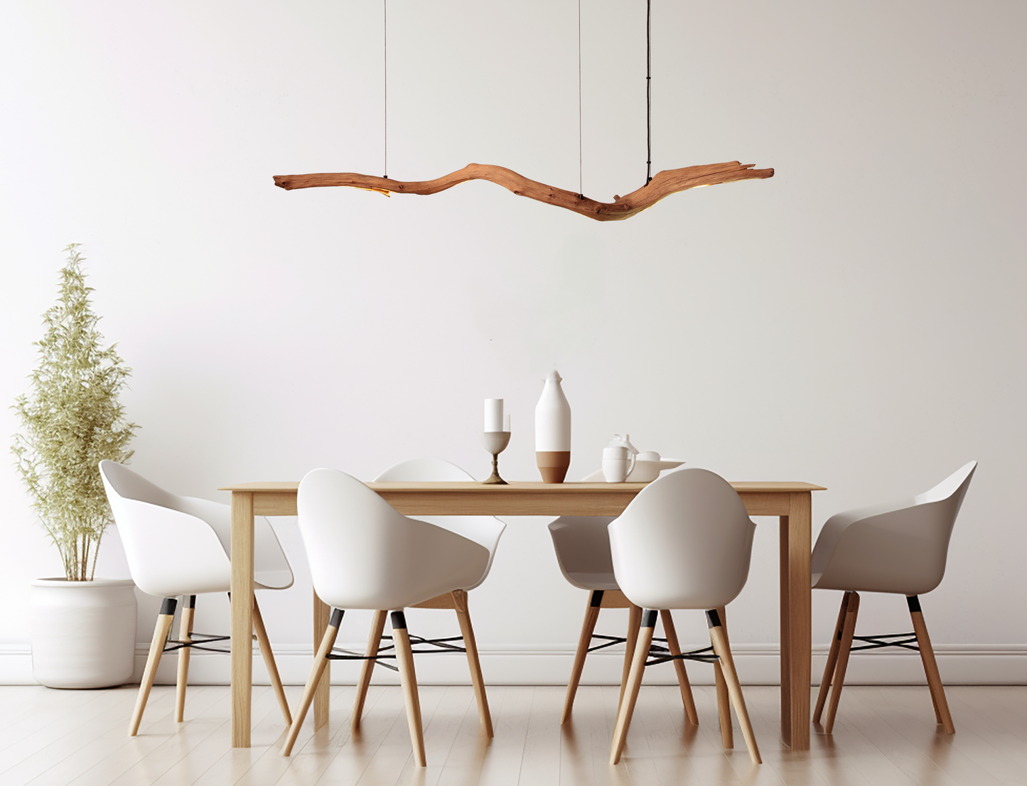 Dining table lamp - handmade unique piece - 153cm oak branch