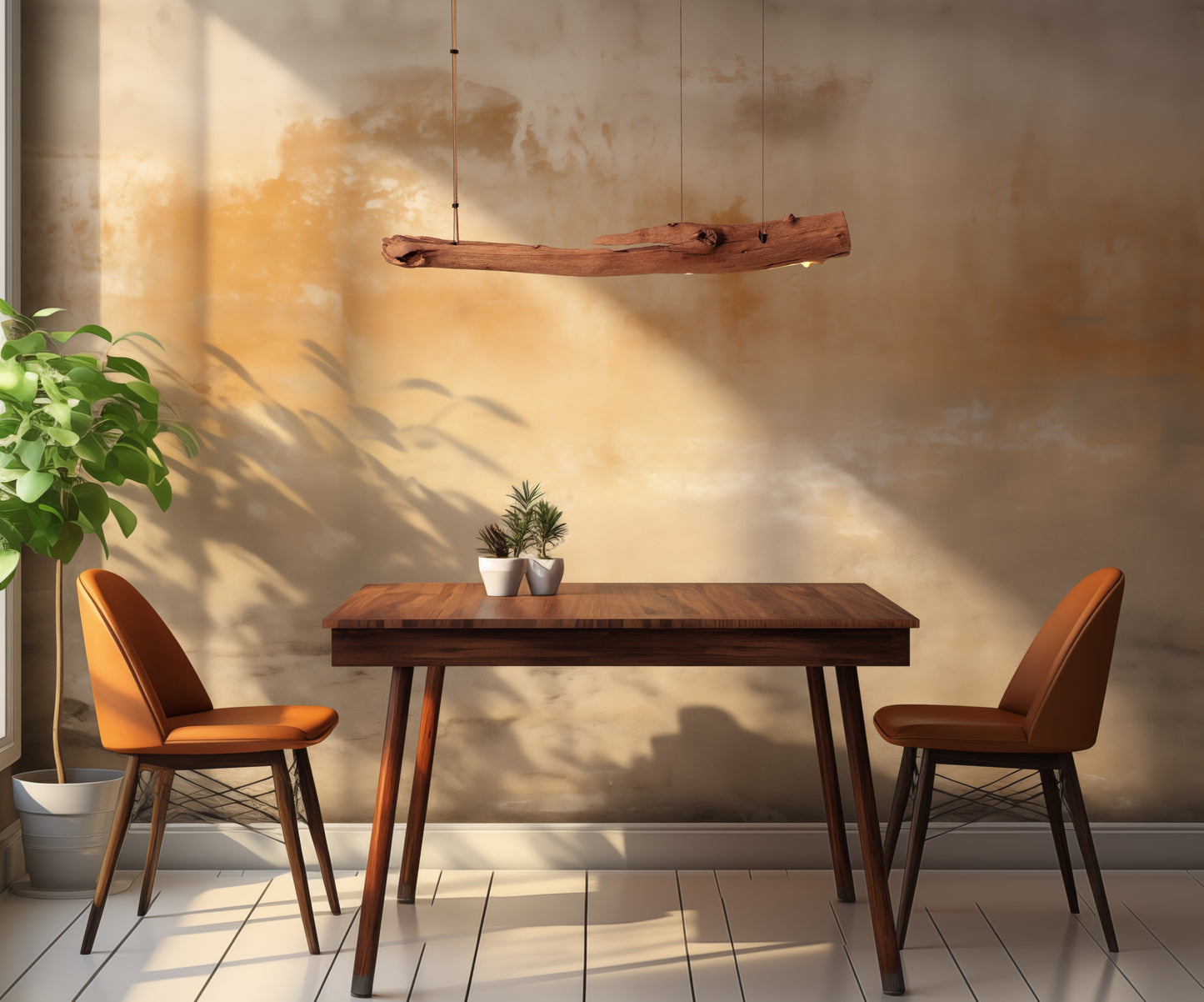 LED dining table lamp - handmade unique piece - 99cm oak branch