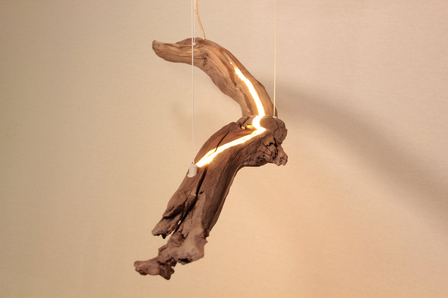 LED dining table lamp - handmade unique piece - 174cm oak branch