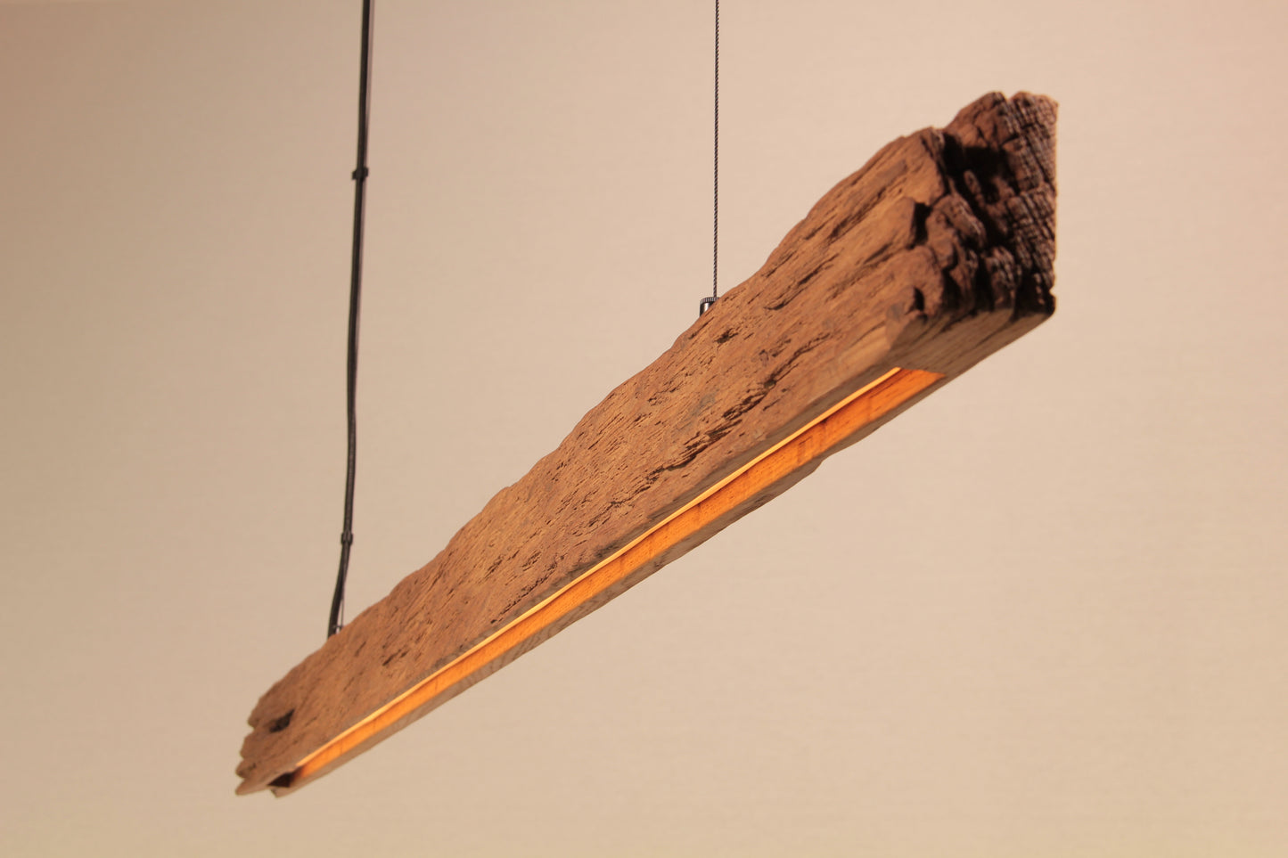 Dining table lamp - handmade unique piece - 120cm oak beam