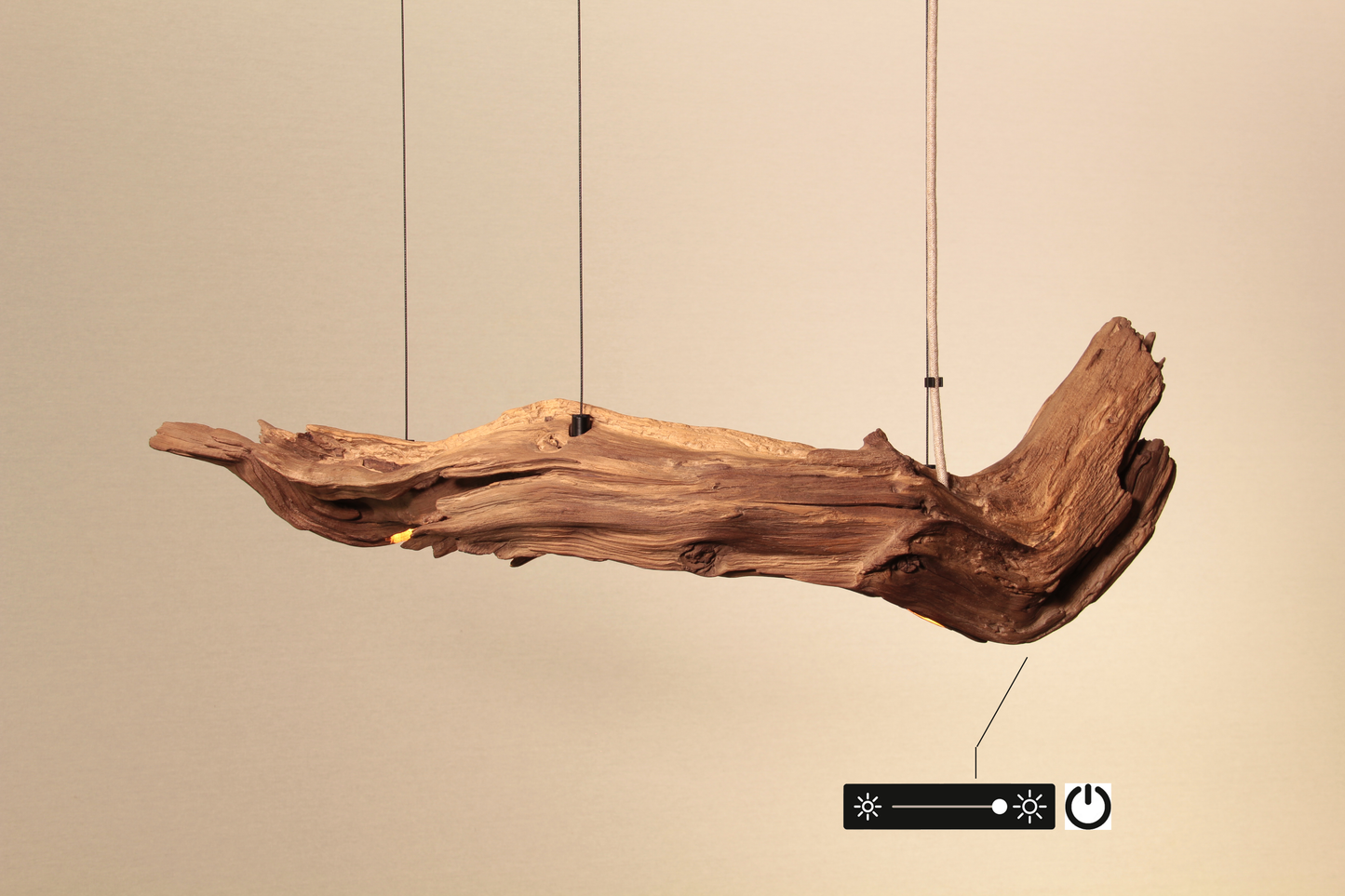 Dining table lamp - handmade unique piece - 75cm oak branch