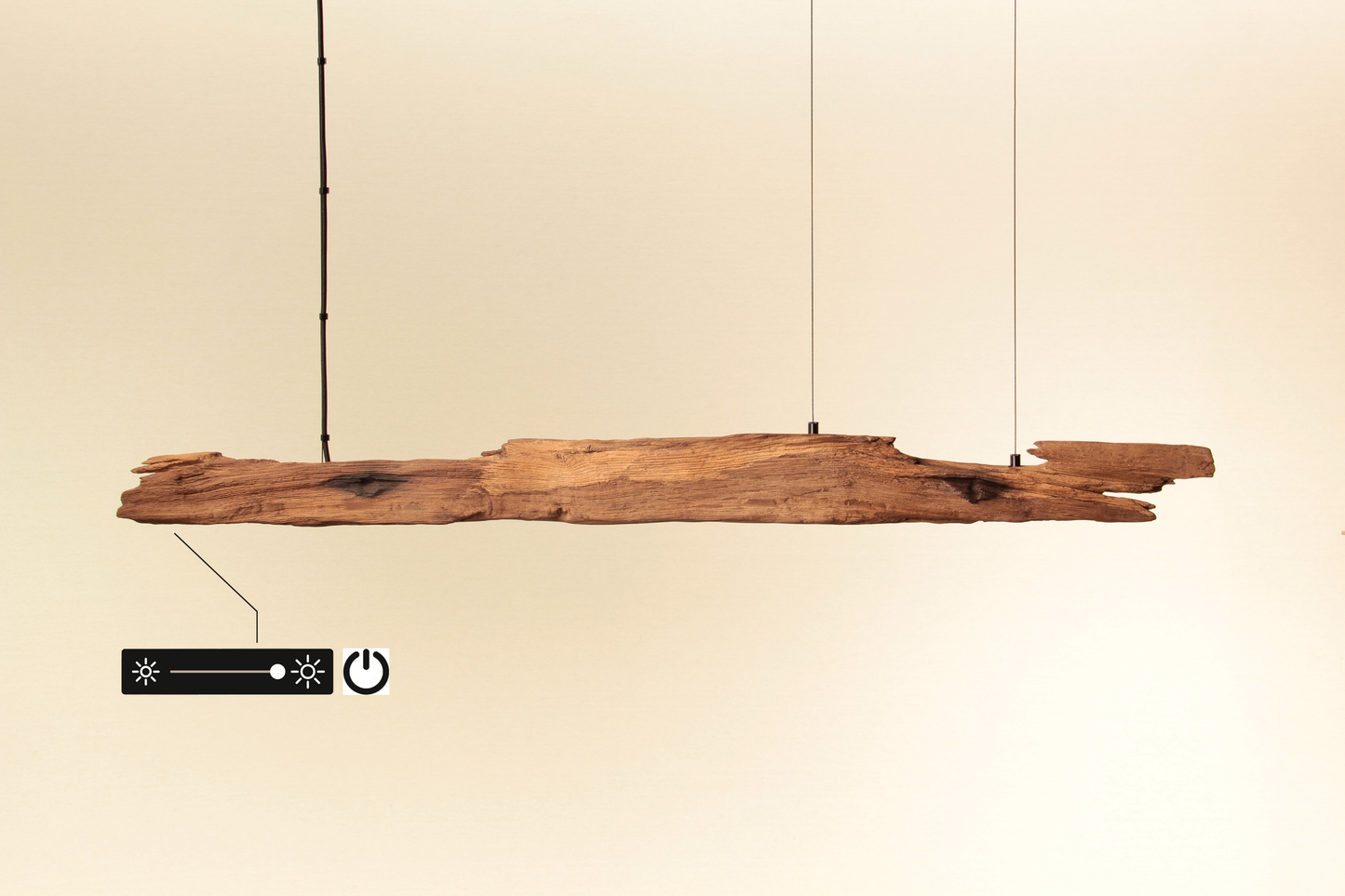 Dining table lamp - handmade unique piece - 123cm oak beam