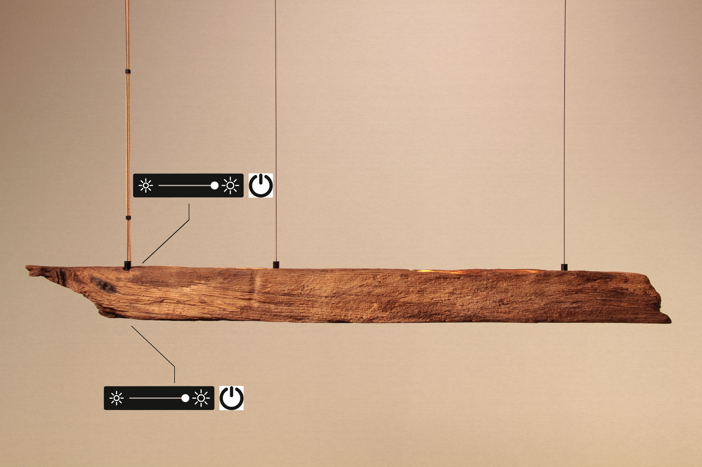 Esstischleuchte - handgefertigtes Unikat - 121cm Eichenbalken