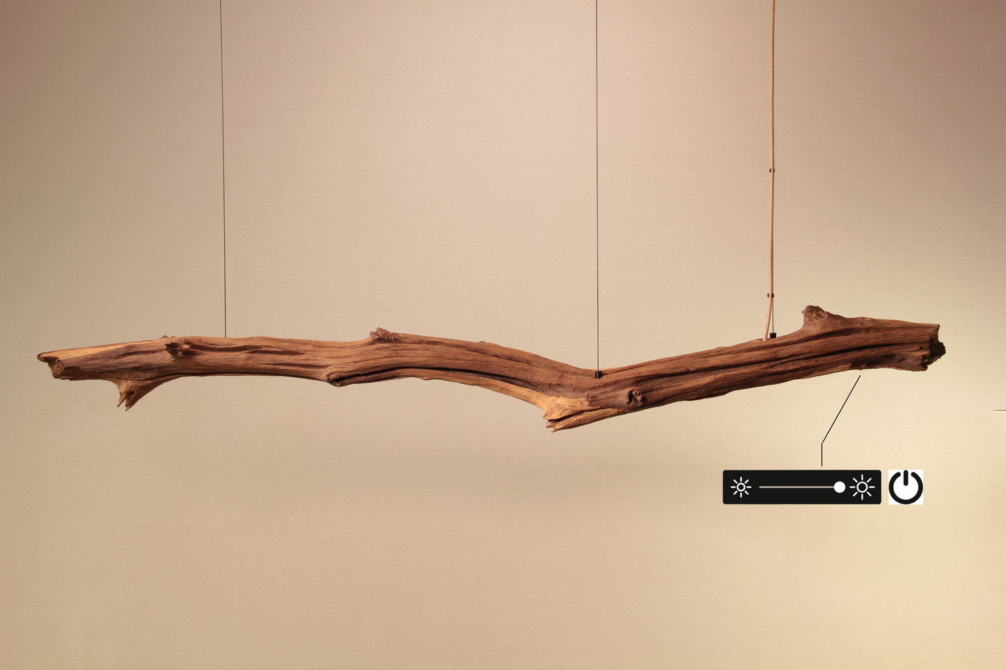 Dining table lamp - handmade unique piece - 164cm oak branch