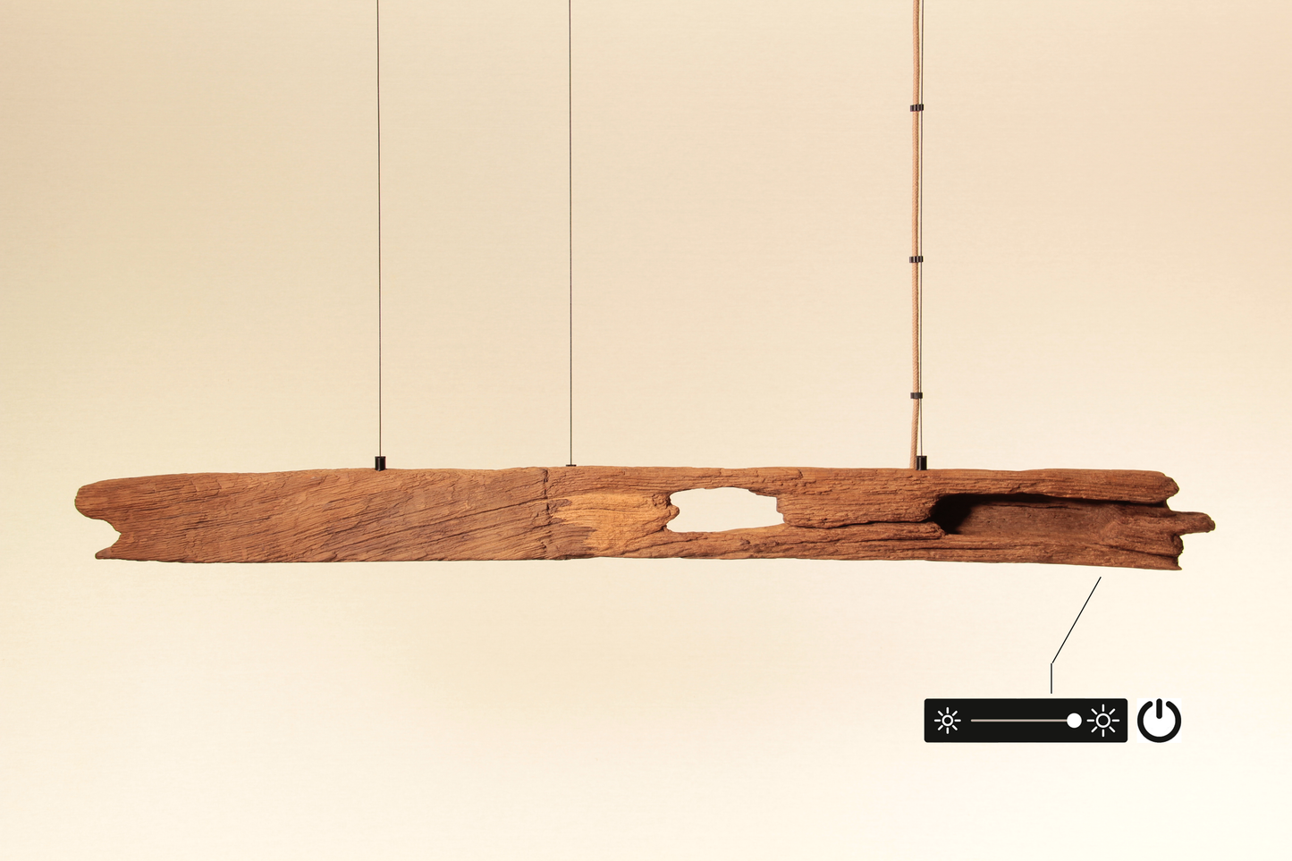 Dining table lamp - handmade unique piece - 126cm oak beam