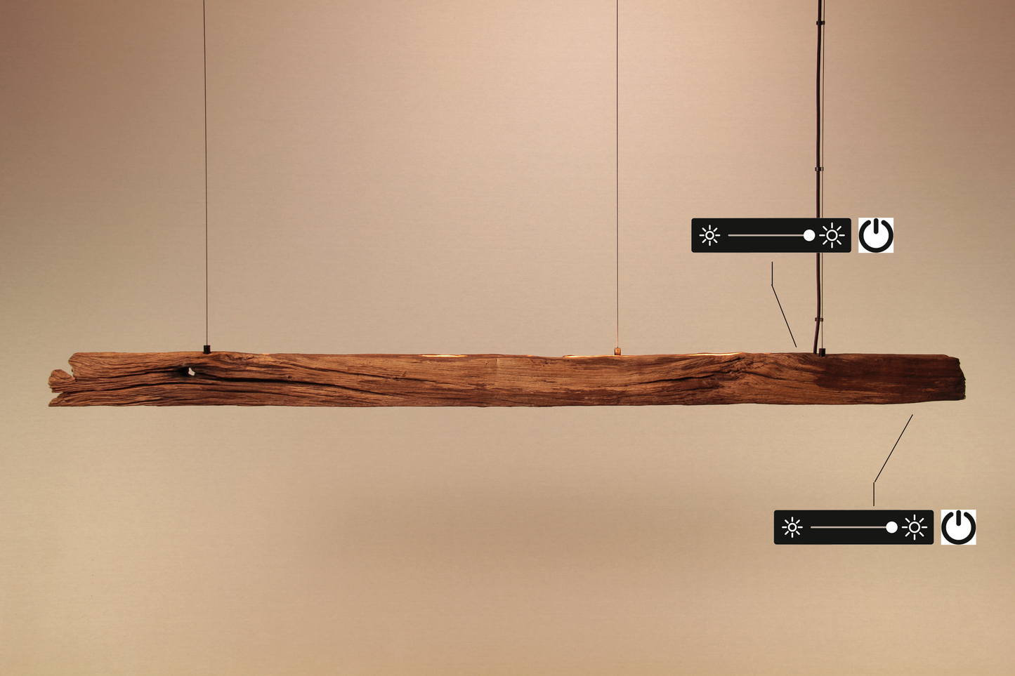 Esstischleuchte - handgefertigtes Unikat - 170cm Eichenbalken