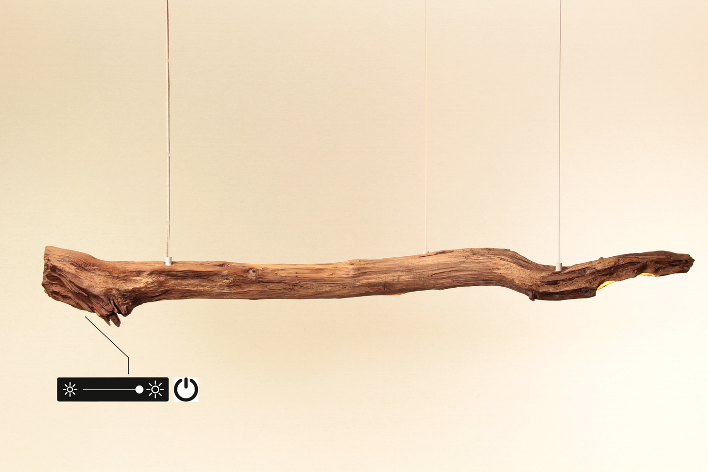 Esstischleuchte - handgefertigtes Unikat - 128cm Eichenast