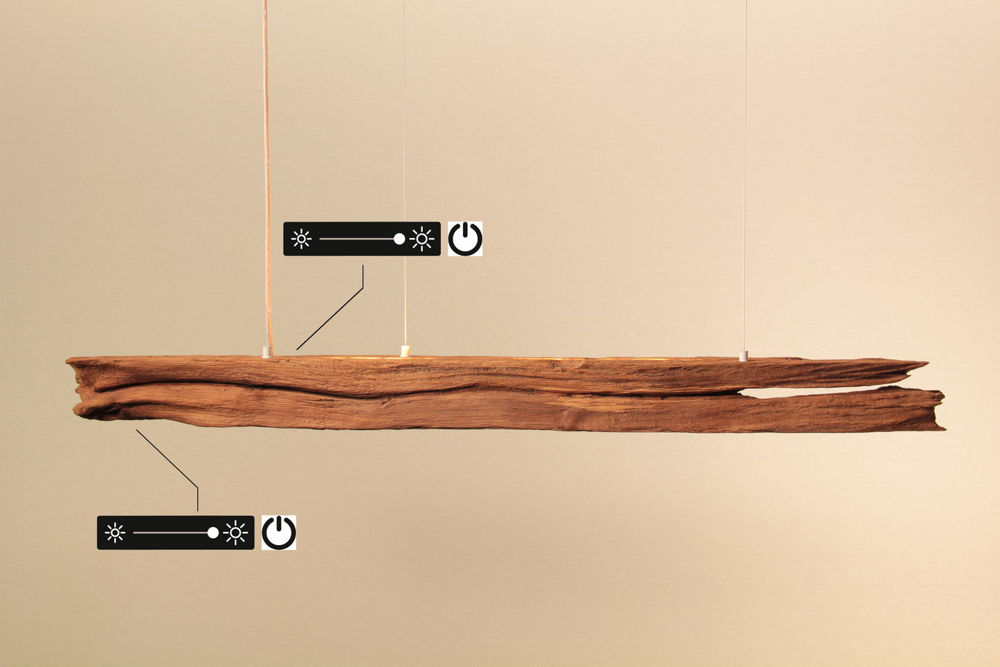 Esstischleuchte - handgefertigtes Unikat - 128cm Eichenbalken