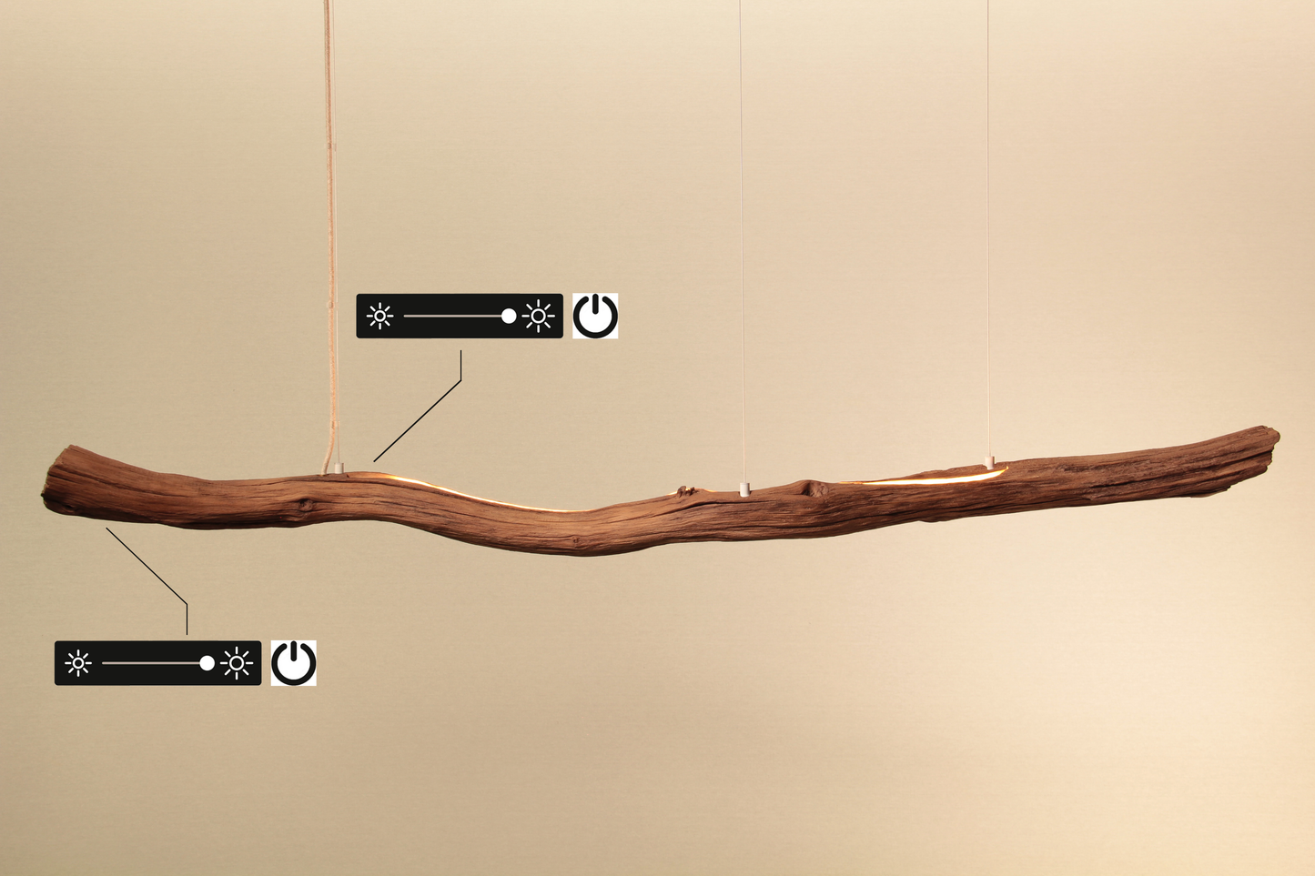 Esstischleuchte - handgefertigtes Unikat - 152cm Eichenast