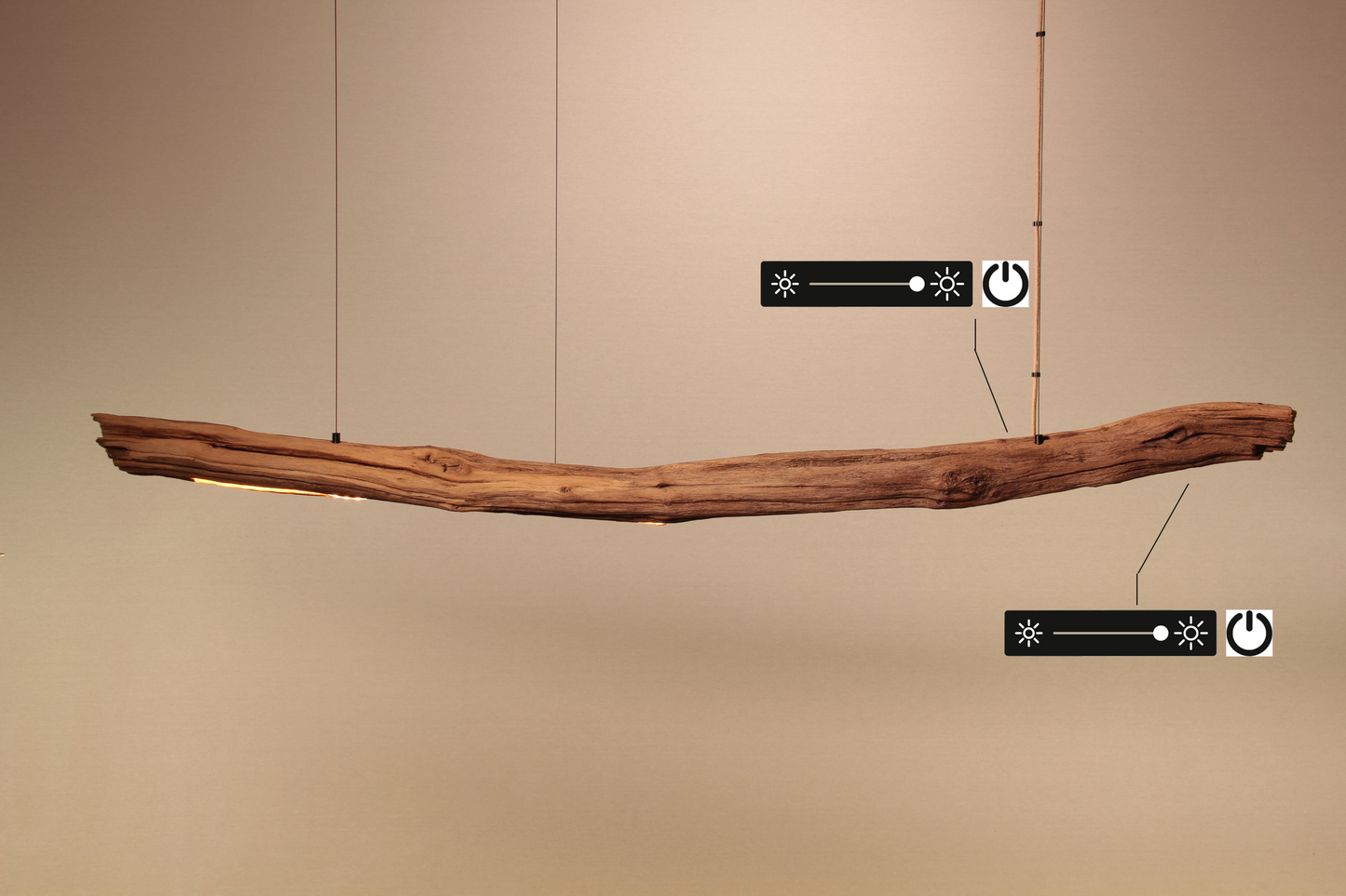 Dining table lamp - handmade unique piece - 184cm oak branch