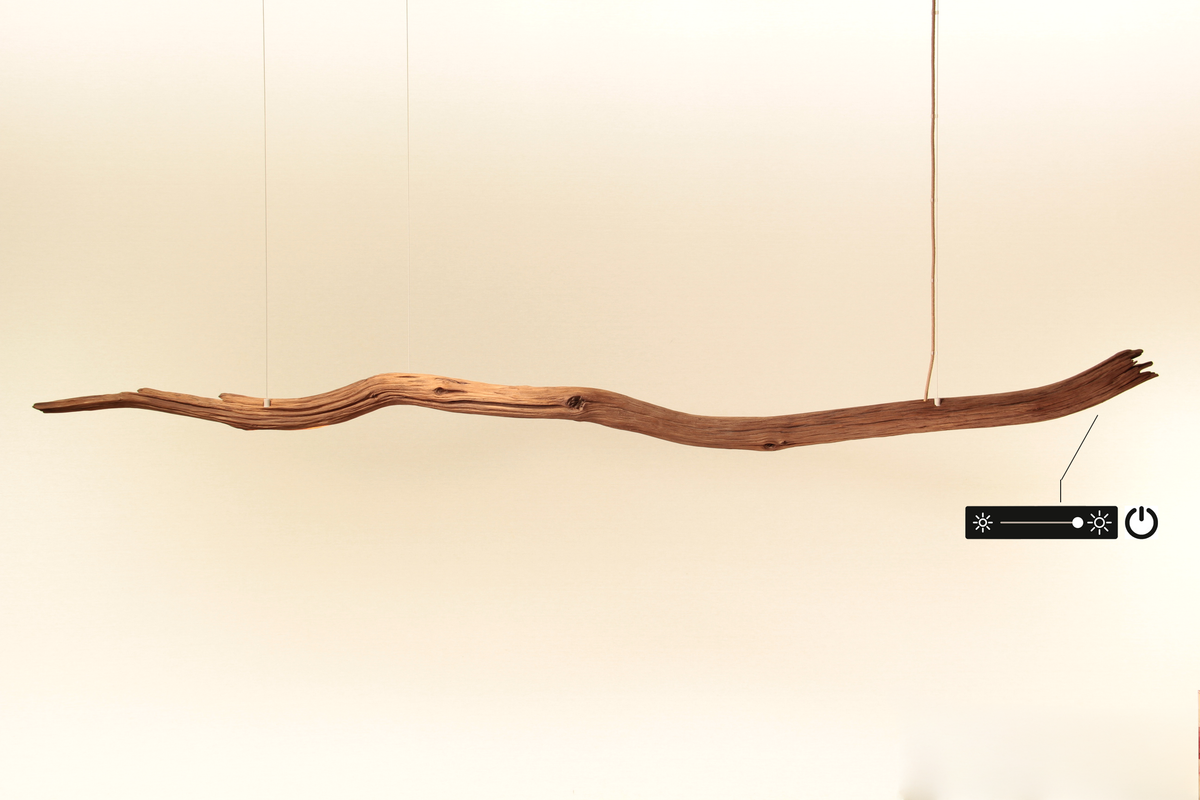 Dining table lamp - handmade unique piece - 229cm oak branch