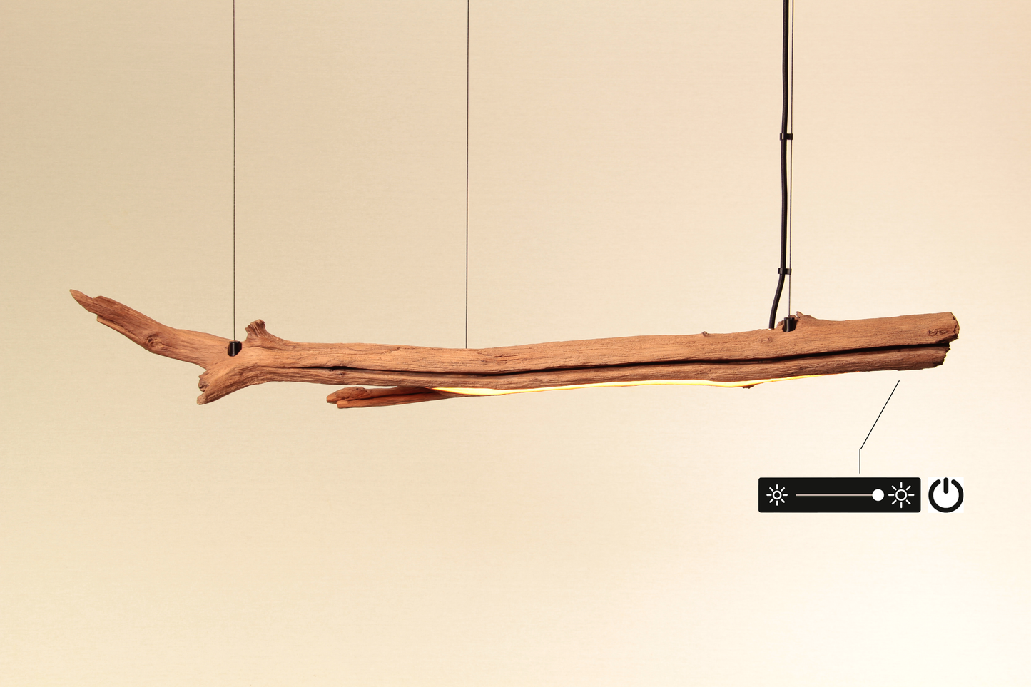 Esstischleuchte - handgefertigtes Unikat - 100cm Eichenast