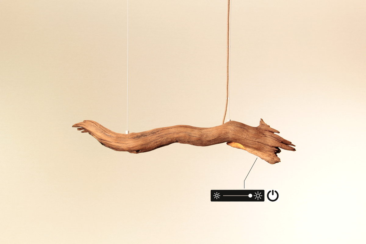 Esstischleuchte - handgefertigtes Unikat - 80cm Eichenast