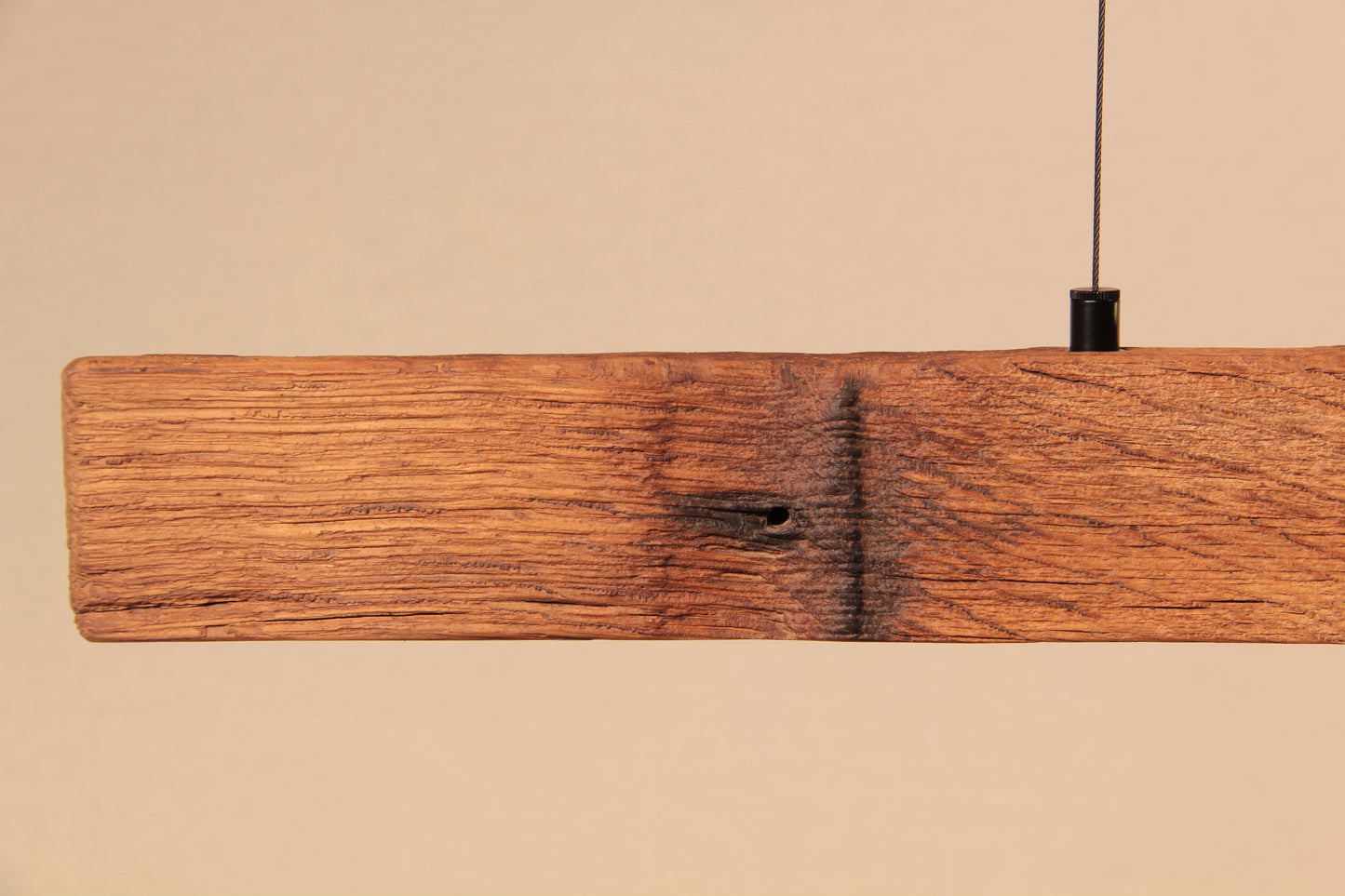 Dining table lamp - handmade unique piece - 120cm oak beam