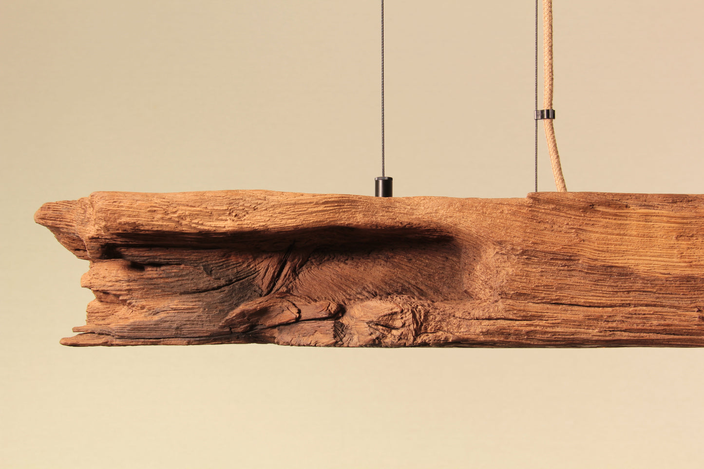 Dining table lamp - handmade unique piece - 90cm oak beam