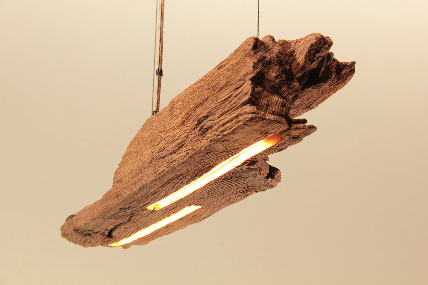 Dining table lamp - handmade unique piece - 90cm oak beam