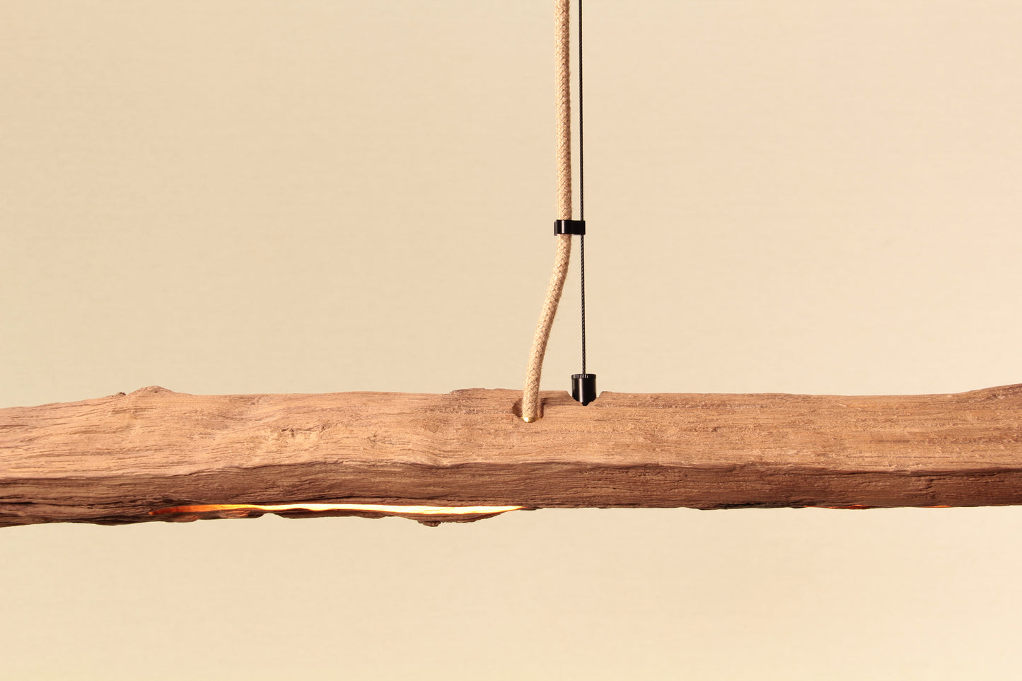 Dining table lamp - handmade unique piece - 132cm oak beam