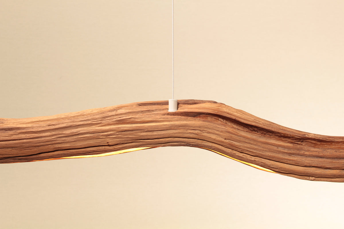 Dining table lamp - handmade unique piece - 229cm oak branch