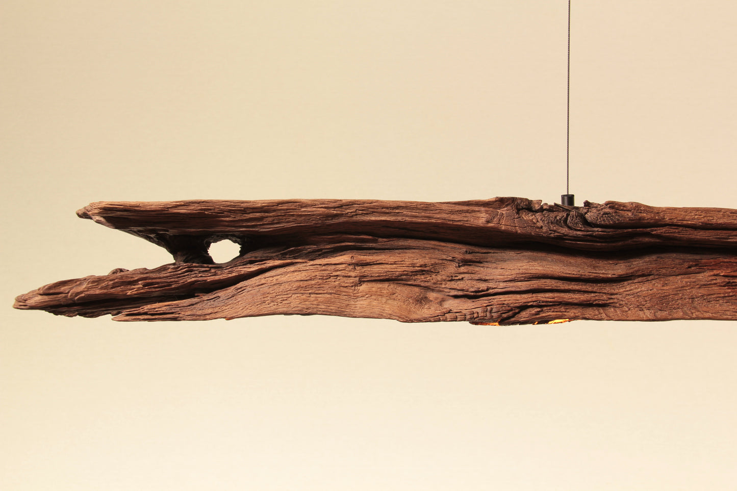 Dining table lamp - handmade unique piece - 200cm oak beam