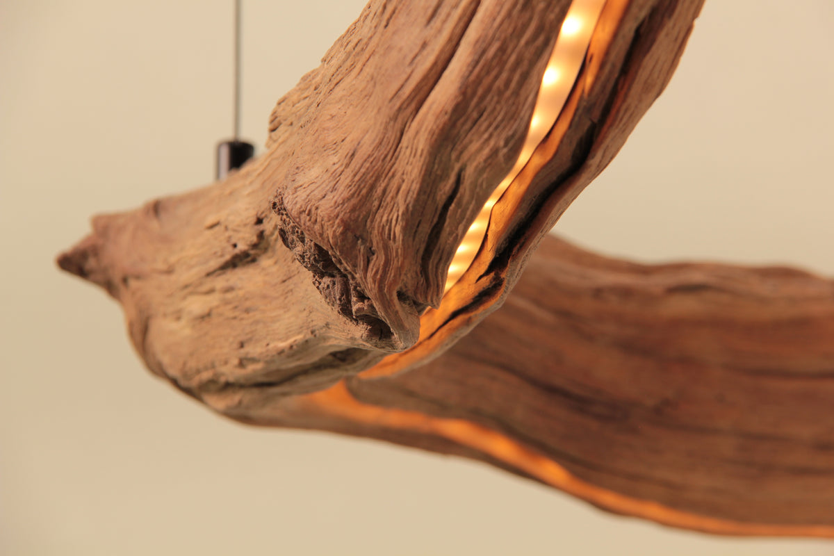 Dining table lamp - handmade unique piece - 176cm oak branch
