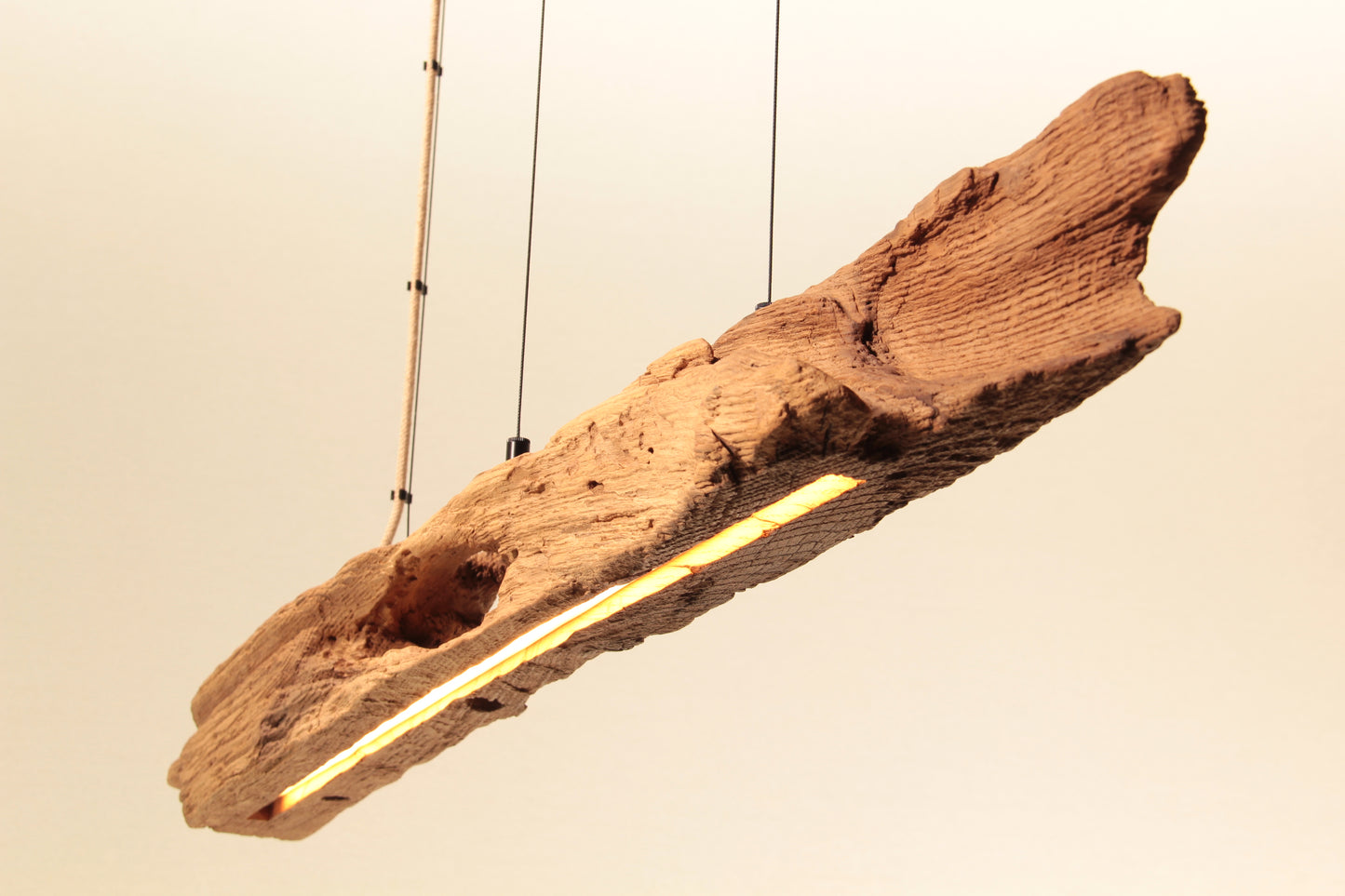 Dining table lamp - handmade unique piece - 126cm oak beam