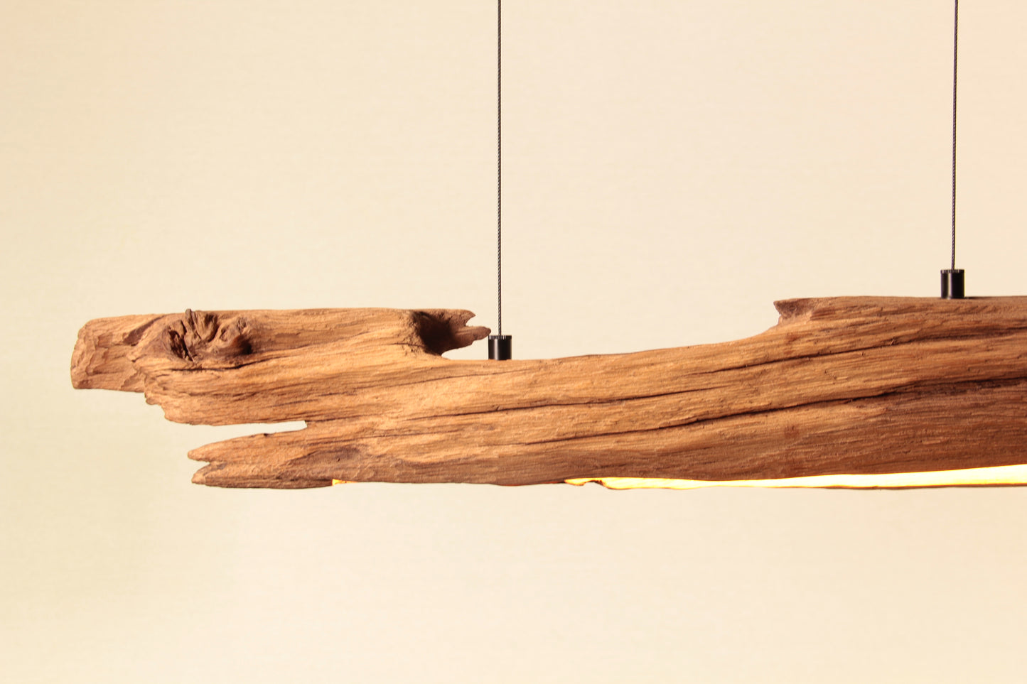 Dining table lamp - handmade unique piece - 123cm oak beam