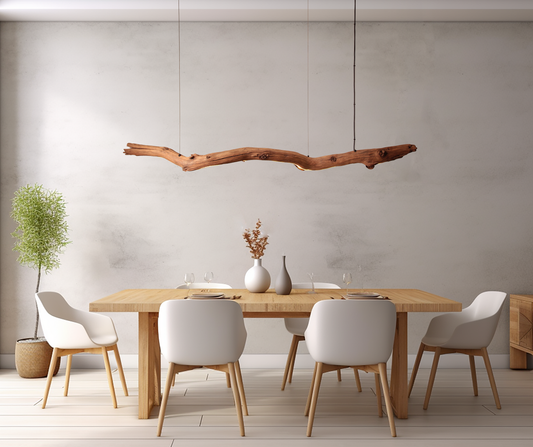 Dining table lamp - handmade unique piece - 210cm oak branch