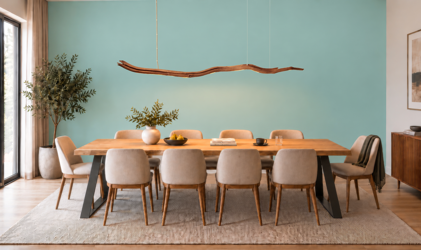 Dining table lamp - handmade unique piece - 229cm oak branch