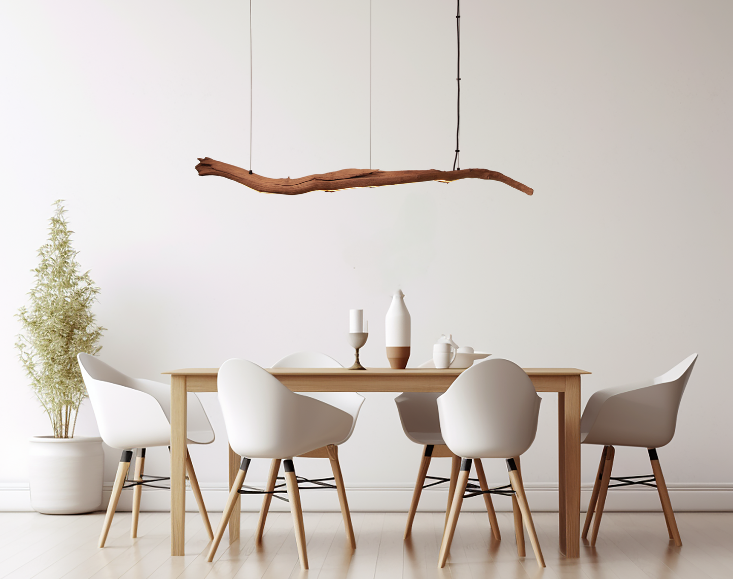 Dining table lamp / LED strip / 151 cm oak branch