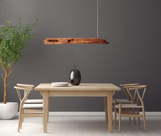 Dining table lamp - handmade unique piece - 126cm oak beam
